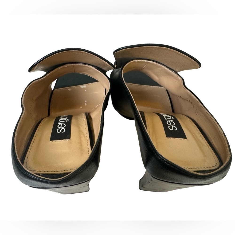 Sergio Rossi SR1 Sabot Mules Black with Gold Detail Size 5 - Picture 12 of 16